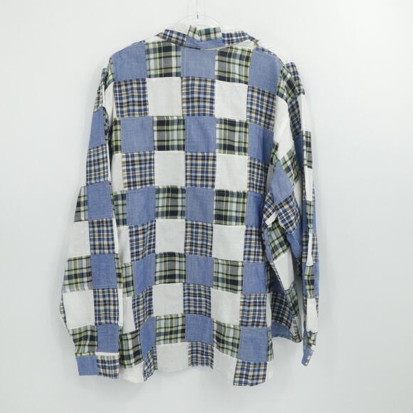 Marsh Landing II Shirt Womens 2X Blue Patchwork Boho Western Cottagecore - Picture 2 of 13